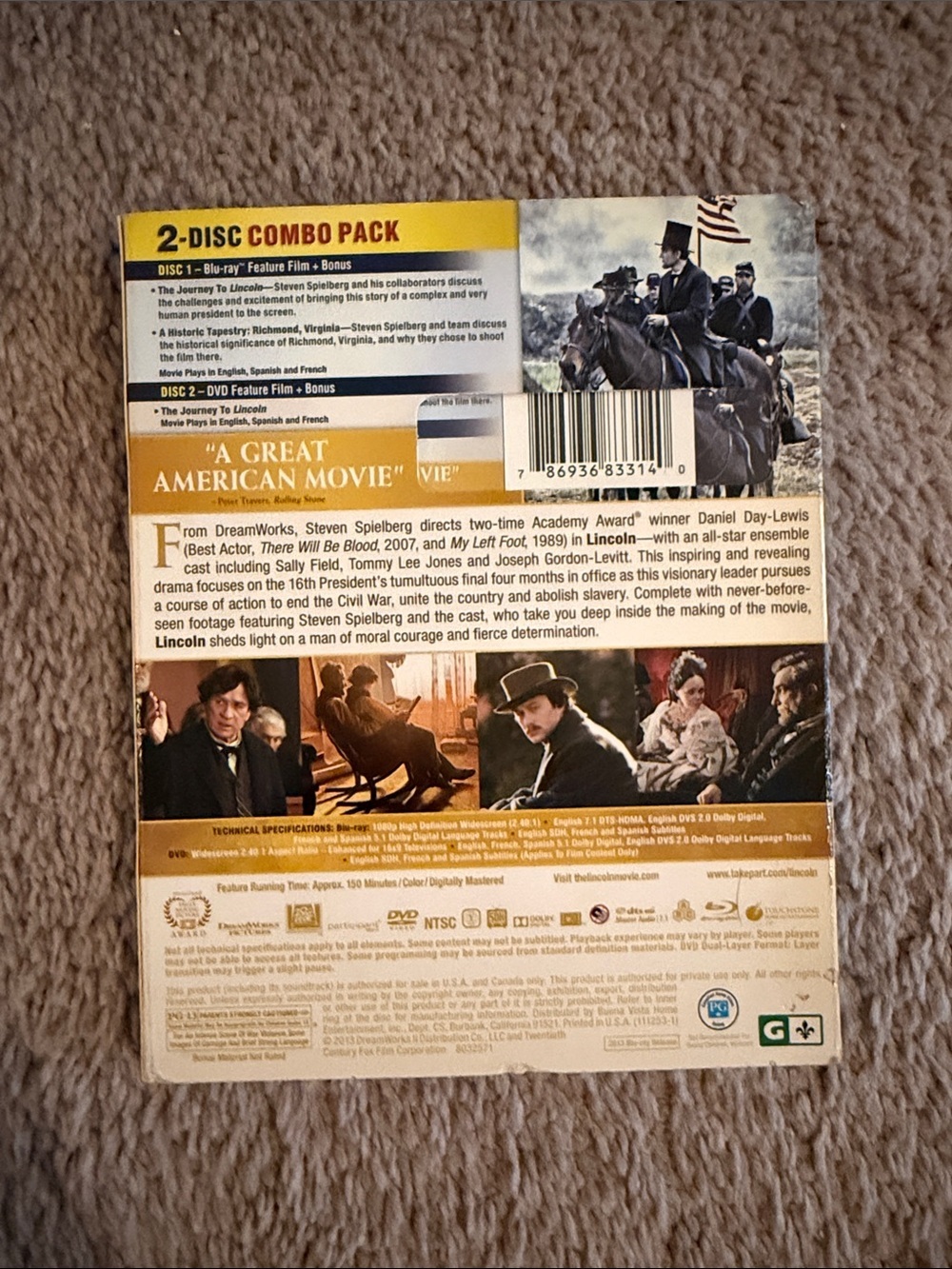 Lincoln Blu-ray + DVD - Picture 2 of 3
